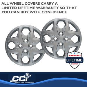 Coast to Coast Wheel Cover, 15 Inch, 4 Split Spoke, Silver, Plastic, Set of 4, Push on – IWC44415S
