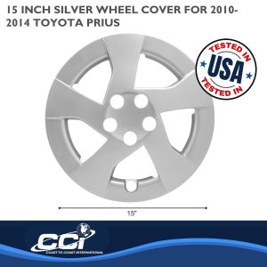 Coast to Coast Wheel Cover, 15 Inch, 5 Directional Spoke, Silver, Plastic, Set of 4, Standard Leg – IWC44815S