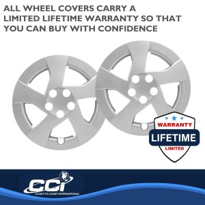 Coast to Coast Wheel Cover, 15 Inch, 5 Directional Spoke, Silver, Plastic, Set of 4, Standard Leg – IWC44815S