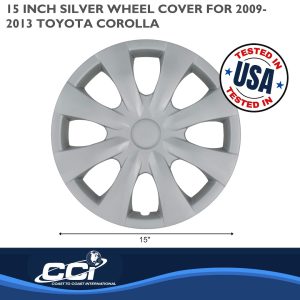 Coast to Coast Wheel Cover, 15 Inch, 8 Spoke, Silver, Plastic, Set of 4, Standard Leg – IWC45015S