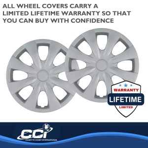 Coast to Coast Wheel Cover, 15 Inch, 8 Spoke, Silver, Plastic, Set of 4, Standard Leg – IWC45015S