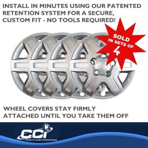 Coast to Coast Wheel Cover, 16 Inch, 6 Spoke, Silver, Plastic, Set of 4, Bolt on – IWC45116S