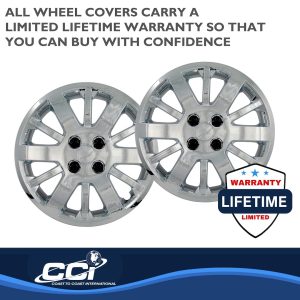 Coast to Coast Wheel Cover, 15 Inch, 12 Spoke, Chrome Plated, Plastic, Set of 4, Lug Covers – IWC45315C
