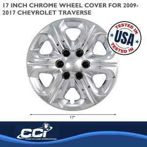 Coast to Coast Wheel Cover, 17 Inch, 6 Spoke, Chrome Plated, Plastic, Set of 4, Lug Covers – IWC45417C