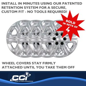 Coast to Coast Wheel Cover, 17 Inch, 6 Spoke, Chrome Plated, Plastic, Set of 4, Lug Covers – IWC45417C