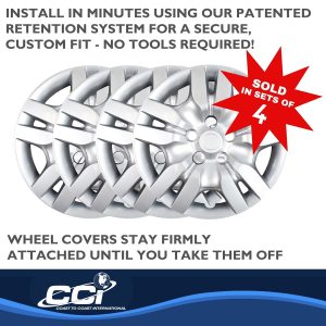 Coast to Coast Wheel Cover, 16 Inch, 10 Spoke, Silver, Plastic, Set of 4, Bolt on – IWC45516S