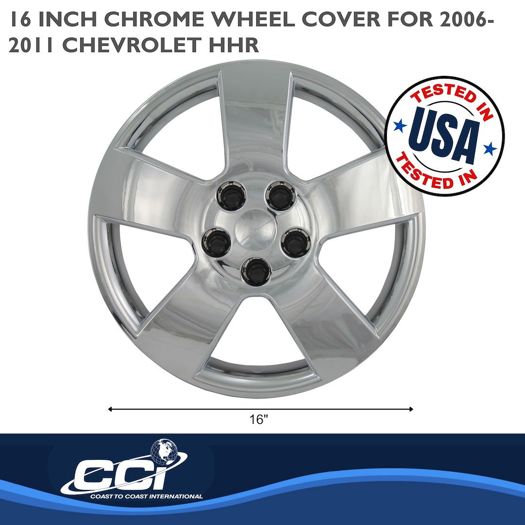 Coast to Coast Wheel Cover, 16 Inch, 5 Spoke, Chrome Plated, Plastic, Set of 4, For 3251 Wheels, Lug Covers – IWC45916C