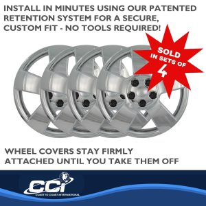 Coast to Coast Wheel Cover, 16 Inch, 5 Spoke, Chrome Plated, Plastic, Set of 4, For 3251 Wheels, Lug Covers – IWC45916C