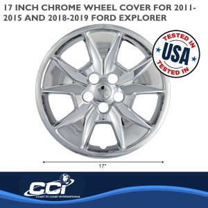 Coast to Coast Wheel Cover, 17 Inch, 5 Spoke, Chrome Plated, Plastic, Set of 4, Push on – IWC46217C
