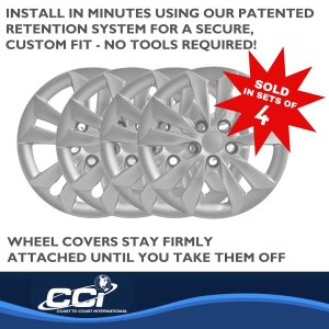 Coast to Coast Wheel Cover, 16 Inch, 10 Spoke, Silver, Plastic, Set of 4, Bolt on – IWC46416S