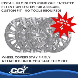 Coast to Coast Wheel Cover, 16 Inch, 10 Split Spoke, Silver, Plastic, Set of 4, Standard Leg – IWC46616S