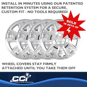 Coast to Coast Wheel Cover, 17 Inch, 5 Split Spoke, Chrome Plated, Plastic, Set of 4, Bolt on – IWC47117C