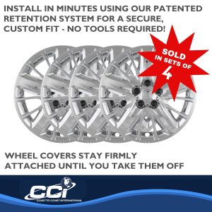 Coast to Coast Wheel Cover, 18 Inch, 5 Split Spoke, Chrome Plated, Plastic, Set of 4, Lug Covers – IWC47218C