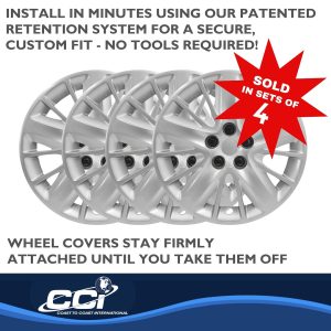 Coast to Coast Wheel Cover, 18 Inch, 5 Split Spoke, Silver, Plastic, Set of 4, Lug Covers – IWC47218S
