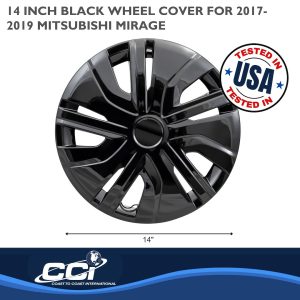 Coast to Coast Wheel Cover, 14 Inch, 5 Split Spoke, Painted, Gloss Black, Plastic, Set of 4, Not Compatible with Steel Wheels – 49514BLK