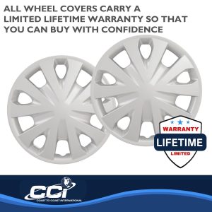 Coast to Coast Wheel Cover, 15 Inch, 5 V-Spoke, Silver, Plastic, Set of 4. Also Use Number IWC49615S – 49615S