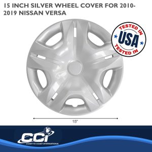Coast to Coast Wheel Cover, 15 Inch, 5 Split Spoke, Silver, Plastic, Set of 4, Standard Leg – IWC49715S