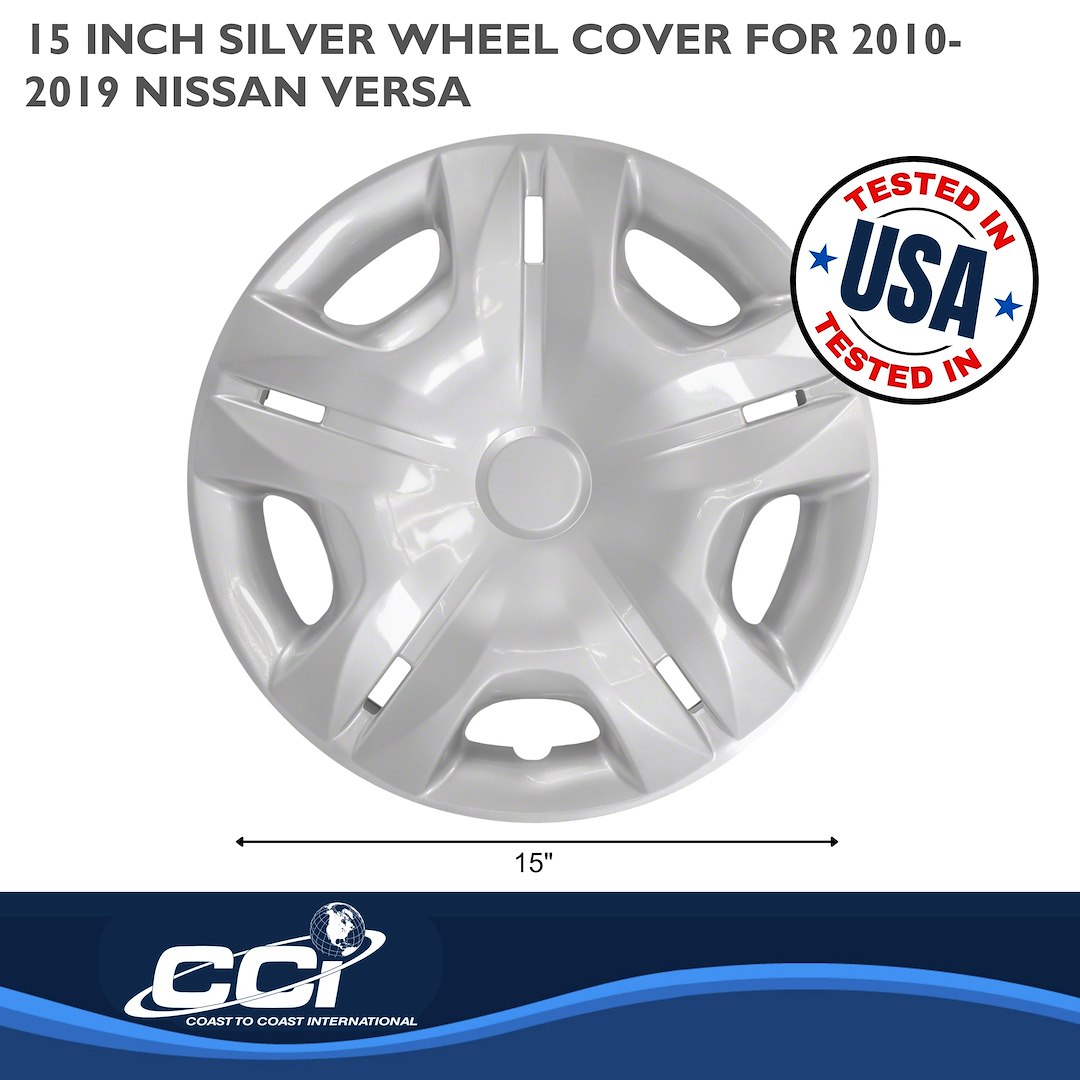 Coast to Coast Wheel Cover, 15 Inch, 5 Split Spoke, Silver, Plastic, Set of 4, Standard Leg – IWC49715S