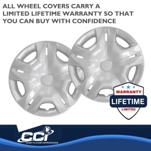 Coast to Coast Wheel Cover, 15 Inch, 5 Split Spoke, Silver, Plastic, Set of 4, Standard Leg – IWC49715S