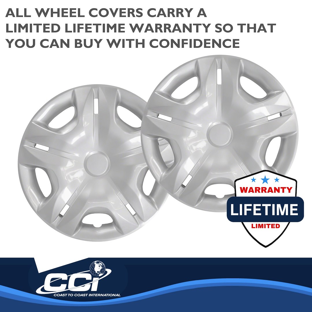 Coast to Coast Wheel Cover, 15 Inch, 5 Split Spoke, Silver, Plastic, Set of 4, Standard Leg – IWC49715S