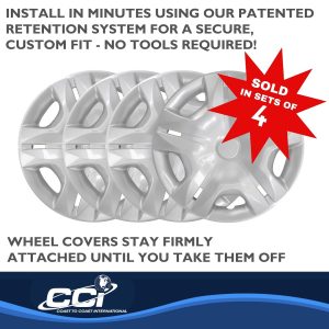 Coast to Coast Wheel Cover, 15 Inch, 5 Split Spoke, Silver, Plastic, Set of 4, Standard Leg – IWC49715S