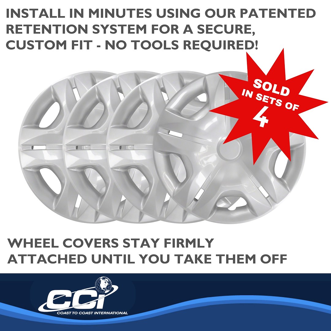 Coast to Coast Wheel Cover, 15 Inch, 5 Split Spoke, Silver, Plastic, Set of 4, Standard Leg – IWC49715S