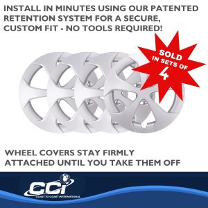 Coast to Coast Wheel Cover, 15 Inch, 5 Spoke, Silver, Plastic, Set of 4, Standard Leg – IWC49815S