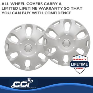 Coast to Coast Wheel Cover, 15 Inch, 6 Spoke, Silver, Plastic, Set of 4, Spring Steel Clip – IWC50015S