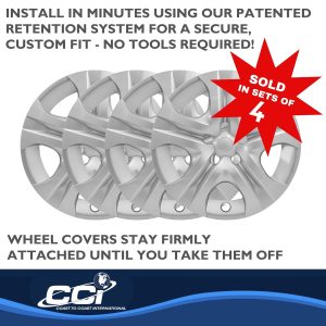 Coast to Coast Wheel Cover, 17 Inch, 5 Spoke, Silver, Plastic, Set of 4, Bolt on – IWC50417S
