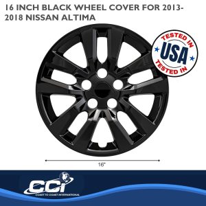 Coast to Coast Wheel Cover, 16 Inch, 10 Spoke, Gloss Black, Plastic, Set of 4, Bolt on – IWC50516BLK