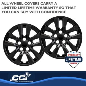 Coast to Coast Wheel Cover, 16 Inch, 10 Spoke, Gloss Black, Plastic, Set of 4, Bolt on – IWC50516BLK