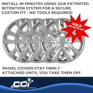 Coast to Coast Wheel Cover, 16 Inch, 10 Spoke, Chrome Plated, Plastic, Set of 4, Bolt on – IWC50516C