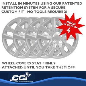 Coast to Coast Wheel Cover, 16 Inch, 10 Spoke, Silver, Plastic, Set of 4, Bolt on – IWC50516S