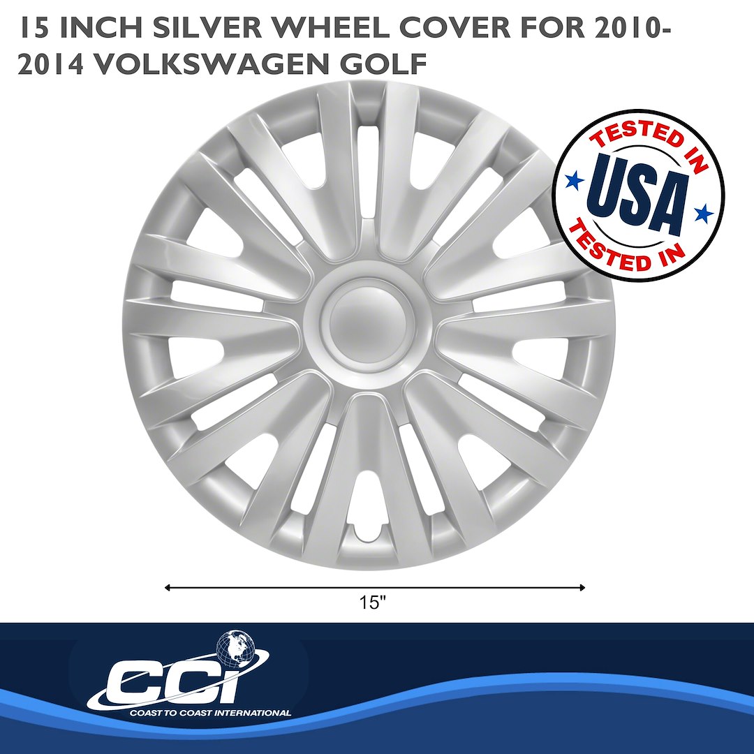 Coast to Coast Wheel Cover, 15 Inch, 9 Split Spoke, Silver, Plastic, Set of 4, Spring Steel Clip – IWC50715S