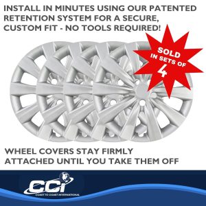 Coast to Coast Wheel Cover, 16 Inch, 10 Spoke, Silver, Plastic, Set of 4, Standard Leg – IWC50816S