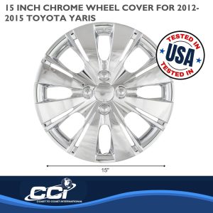 Coast to Coast Wheel Cover, 15 Inch, 8 Split Spoke, Chrome Plated, Plastic, Set of 4, Spring Steel Clip – IWC50915C