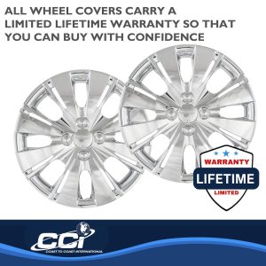 Coast to Coast Wheel Cover, 15 Inch, 8 Split Spoke, Chrome Plated, Plastic, Set of 4, Spring Steel Clip – IWC50915C