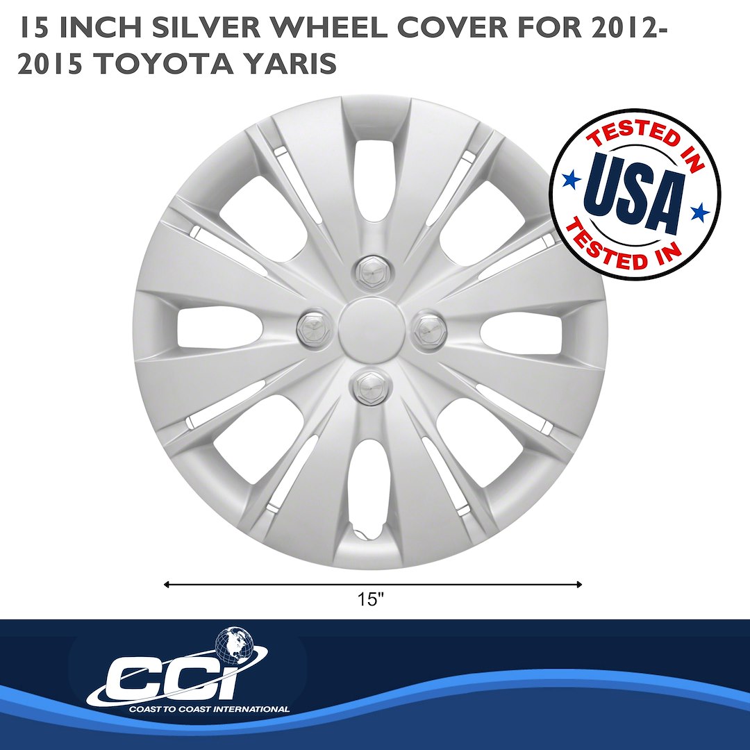 Coast to Coast Wheel Cover, 15 Inch, 8 Split Spoke, Silver, Plastic, Set of 4, Spring Steel Clip – IWC50915S