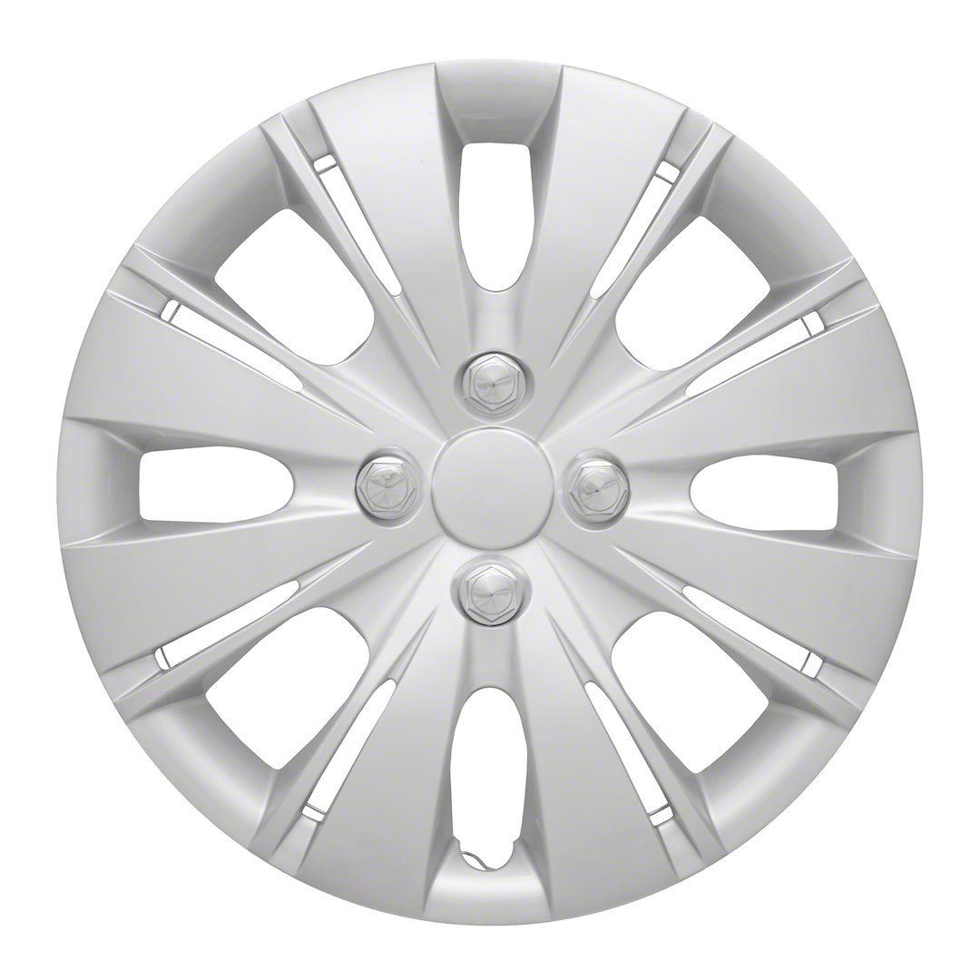 Coast to Coast Wheel Cover, 15 Inch, 8 Split Spoke, Silver, Plastic, Set of 4, Spring Steel Clip – IWC50915S