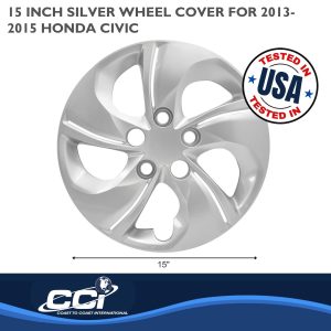 Coast to Coast Wheel Cover, 15 Inch, 5 Twisted Spoke, Silver, Plastic, Set of 4, Standard Leg – IWC51015S