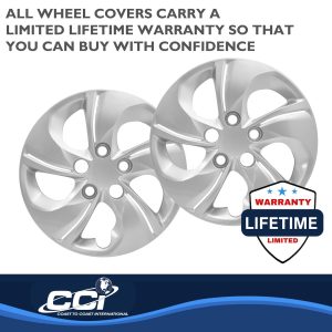 Coast to Coast Wheel Cover, 15 Inch, 5 Twisted Spoke, Silver, Plastic, Set of 4, Standard Leg – IWC51015S