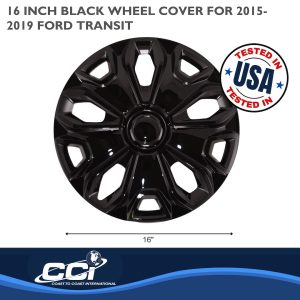 Coast to Coast Wheel Cover, 16 Inch, 5 Split Spoke, Painted, Gloss Black, Automotive Grade ABS, Set of 4, Fits Over and Into OEM Wheel – IWC51216BLK
