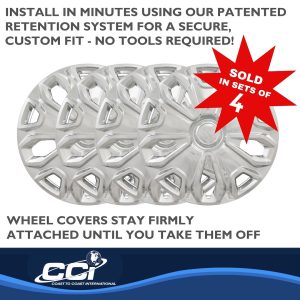 Coast to Coast Wheel Cover, 16 Inch, 5 Split Spoke, Chrome Plated, Plastic, Set of 4, Standard Leg – IWC51216C