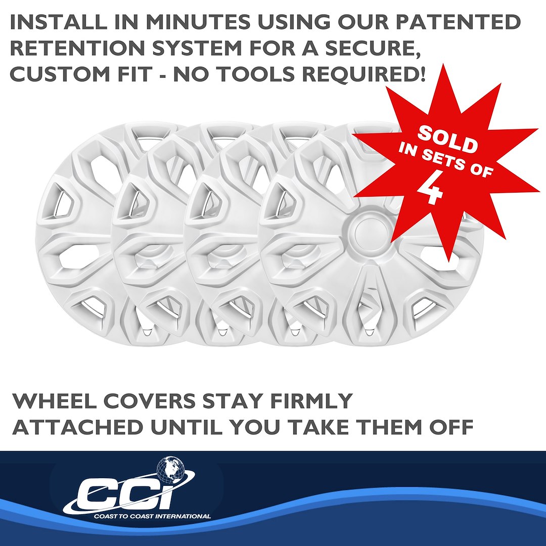 Coast to Coast Wheel Cover, 16 Inch, 5 Split Spoke, Silver, Plastic, Set of 4, Standard Leg – IWC51216S