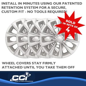 Coast to Coast Wheel Cover, 16 Inch, 10 Spoke, Silver, Plastic, Set of 4, Standard Leg – IWC51416S