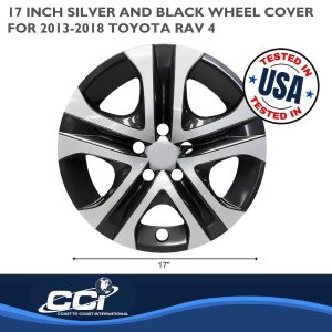 Coast to Coast Wheel Cover, 17 Inch, 5 Spoke, Silver/ Black, Plastic, Set of 4 – IWC51817SB