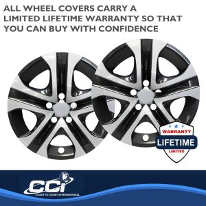 Coast to Coast Wheel Cover, 17 Inch, 5 Spoke, Silver/ Black, Plastic, Set of 4 – IWC51817SB