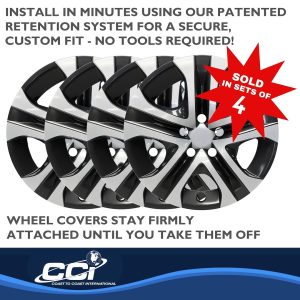 Coast to Coast Wheel Cover, 17 Inch, 5 Spoke, Silver/ Black, Plastic, Set of 4 – IWC51817SB