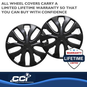Coast to Coast Wheel Cover, 16 Inch, 10 Spoke, Gloss Black, Plastic, Set of 4, Universal – IWC51916BLK