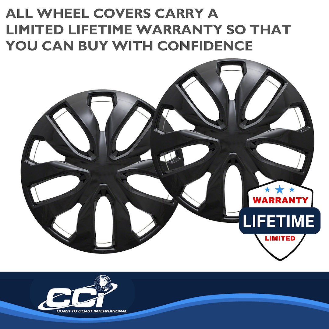 Coast to Coast Wheel Cover, 16 Inch, 10 Spoke, Gloss Black, Plastic, Set of 4, Universal – IWC51916BLK